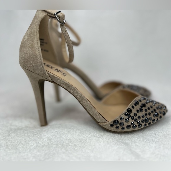 Mix No 6, suede peep toe with black jewels. - Picture 2 of 5